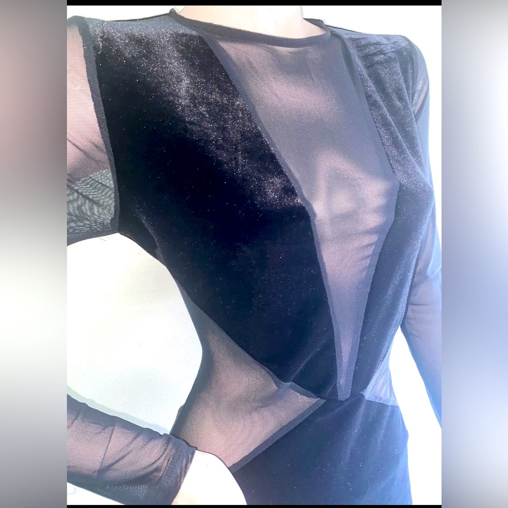 Naked wardrobe velvet sheer cut out clubbing dress sz. XL (M-L) - Picture 6 of 9
